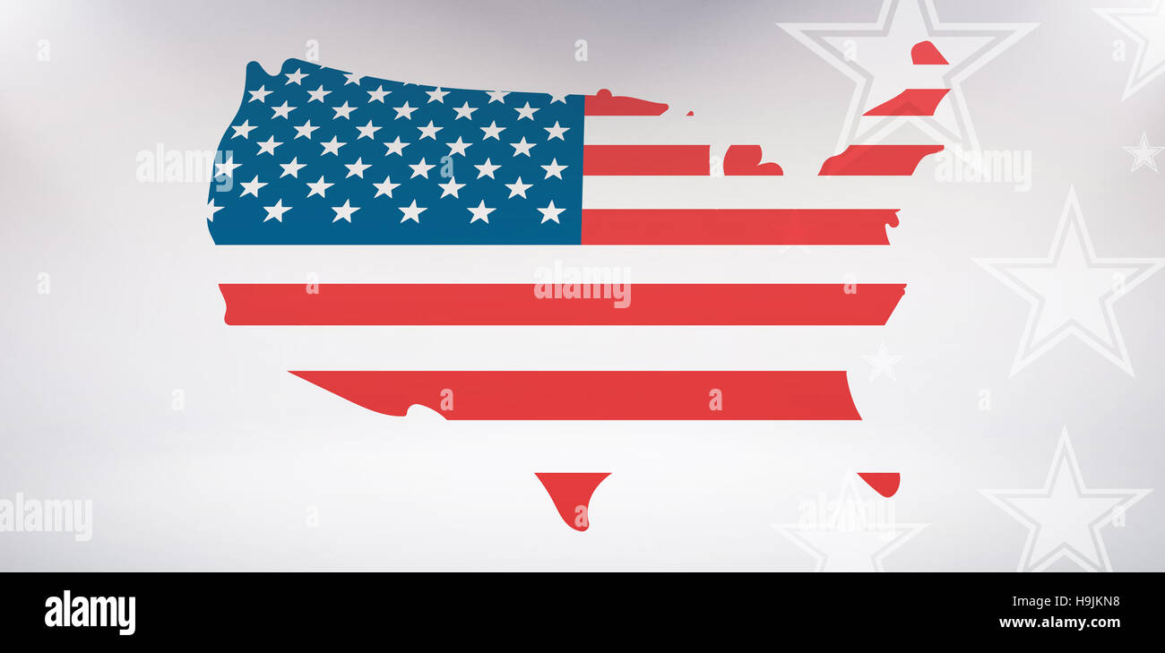 Stati Uniti d'America map con bandiera Foto Stock