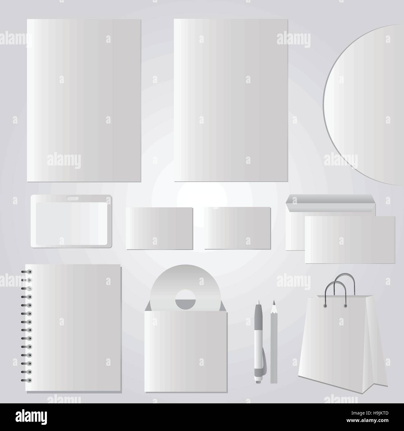 Articoli di cancelleria design, modelli aziendali foto-realistica - set di vettore Illustrazione Vettoriale