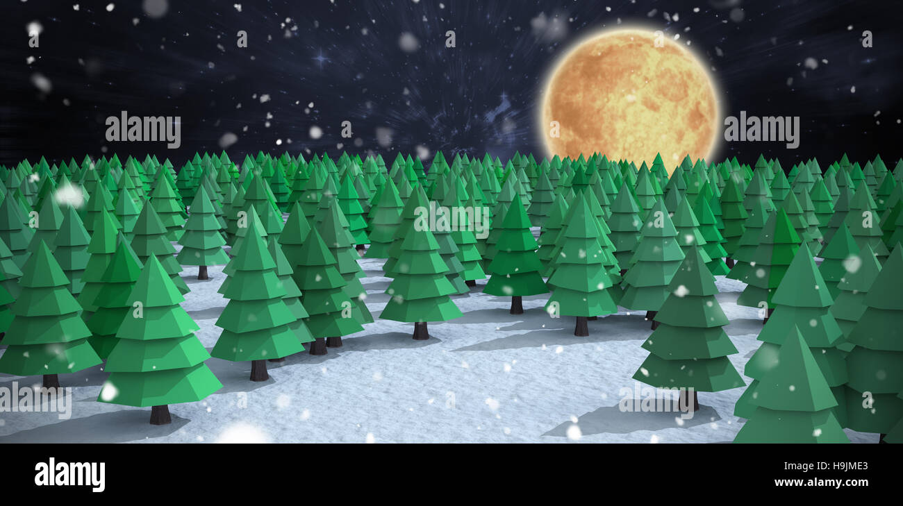 Immagine composita di alta vista angolo di verde di alberi di Natale a forest Foto Stock