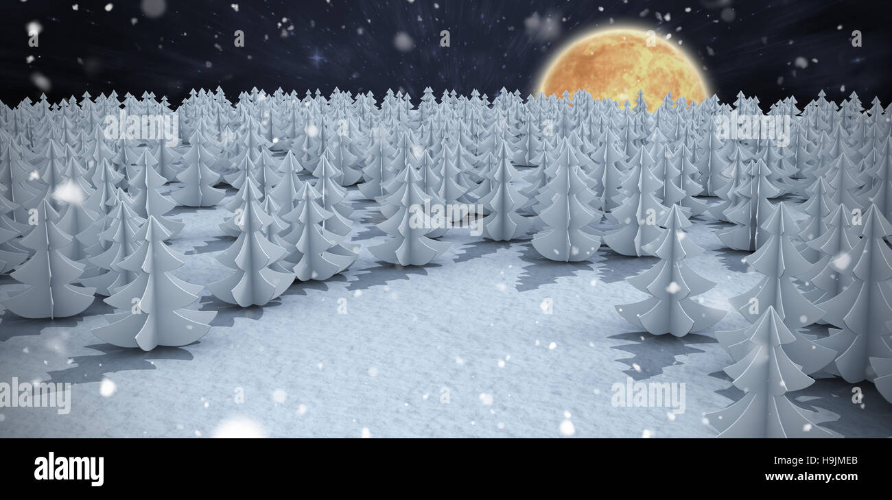 Immagine composita di alta vista angolare degli alberi di Natale a forest Foto Stock