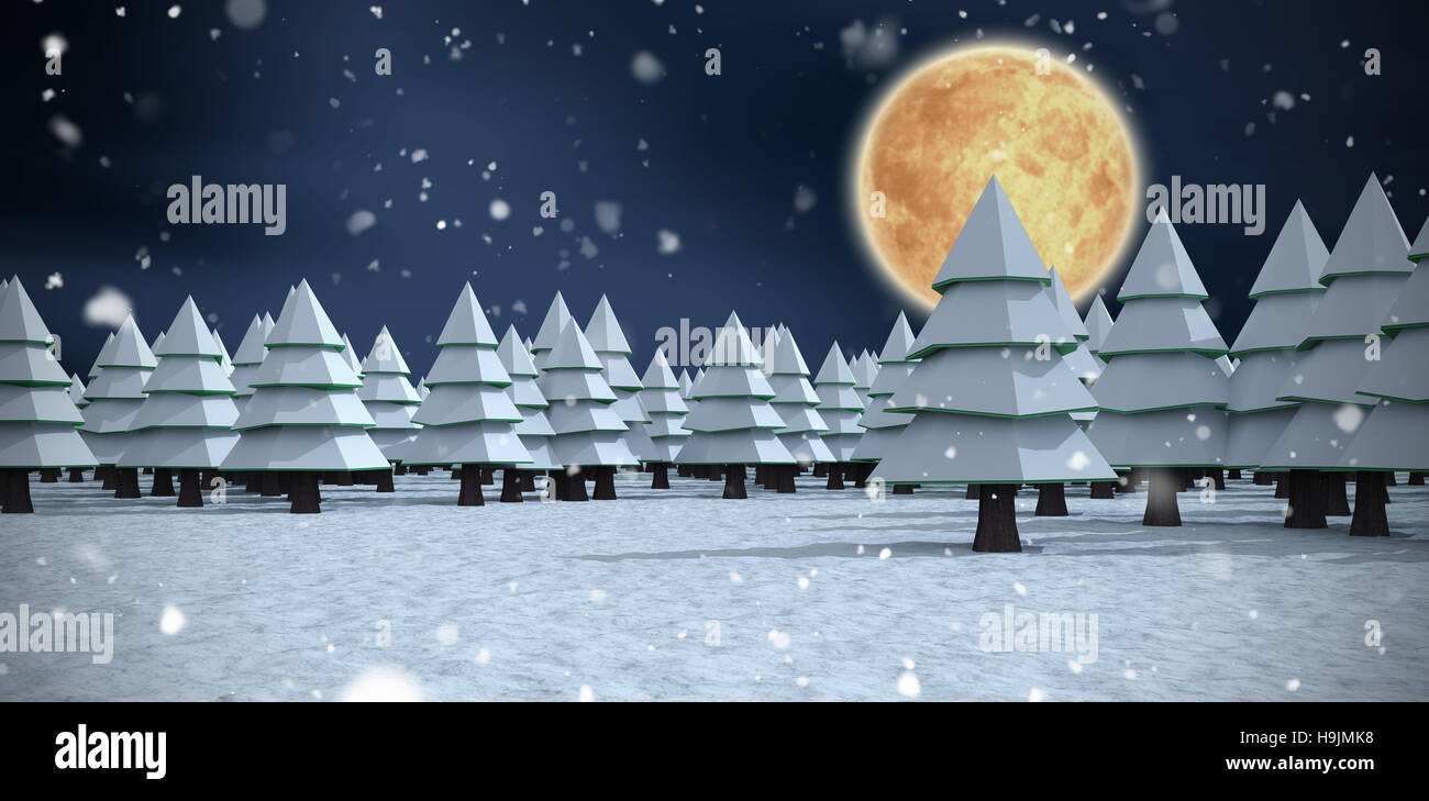 Immagine composita di tre dimensioni di alberi su depositata durante il periodo invernale Foto Stock