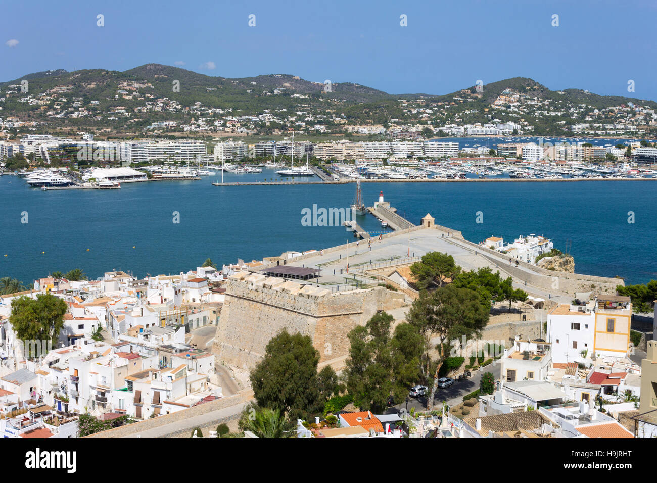 Isole Baleari Spagna, Ibiza, Eivissa, old town Dalt Vila Foto Stock