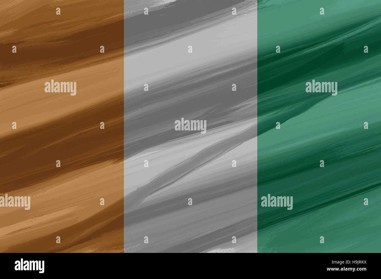 La Costa d Avorio dipinto / vettore disegnato bandiera. Drammatico, sguardo insolito. Il vettore contiene file di bandiera e gli strati di texture Illustrazione Vettoriale