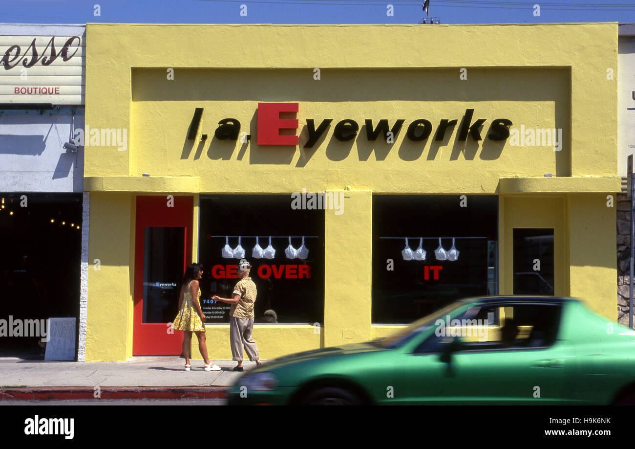 L.A. Eyeworks sulla Melrose Avenue negli anni ottanta Foto Stock