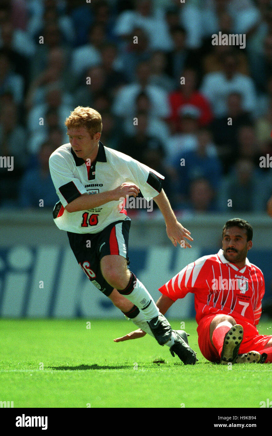 PAUL SCHOLES INGHILTERRA V TUNISIA 08 Luglio 1998 Foto Stock