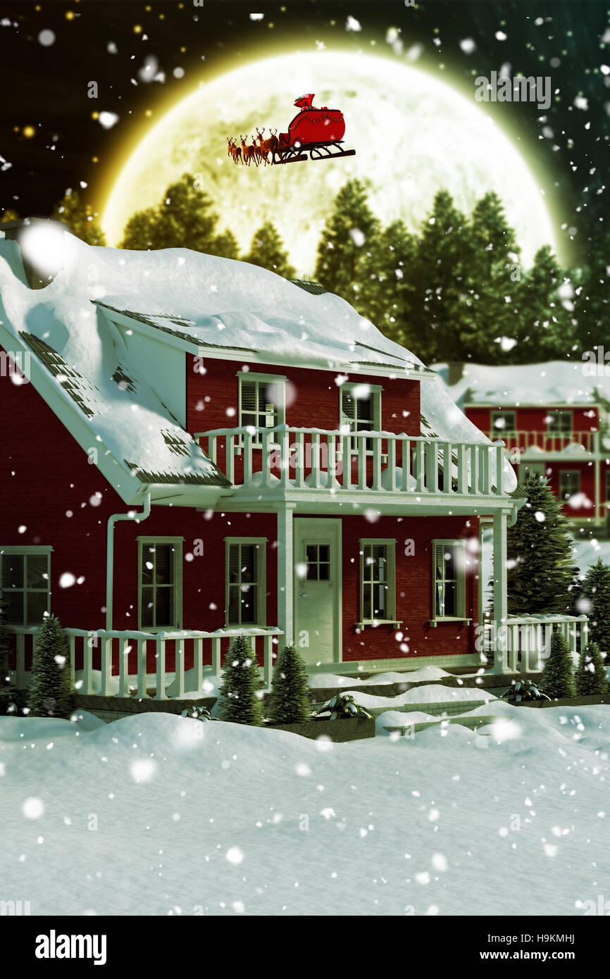 3D'immagine composita della coperta di neve house Foto Stock