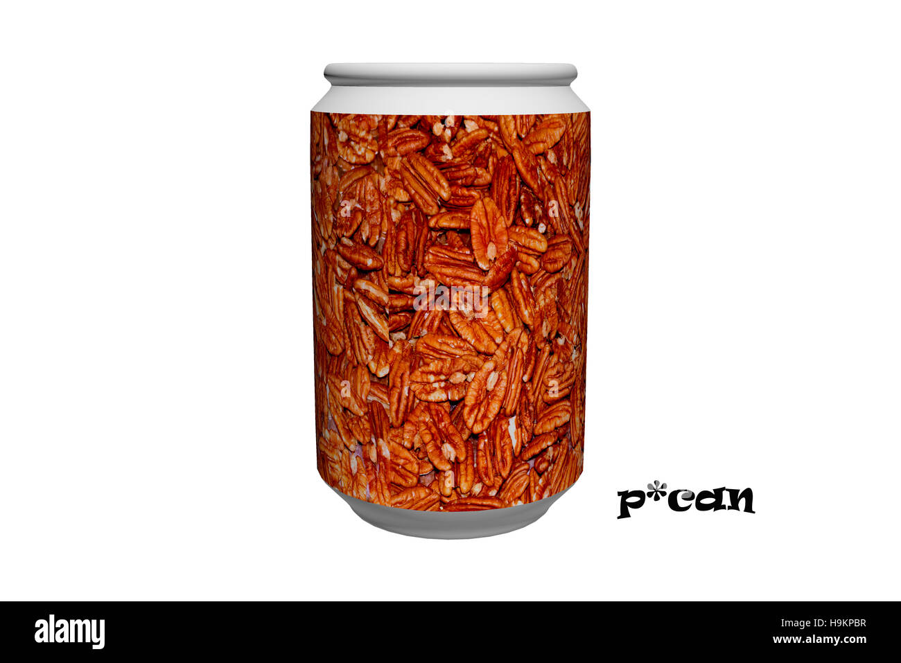 Noci pecan tagliate a può Illustrazione tecnica Foto Stock