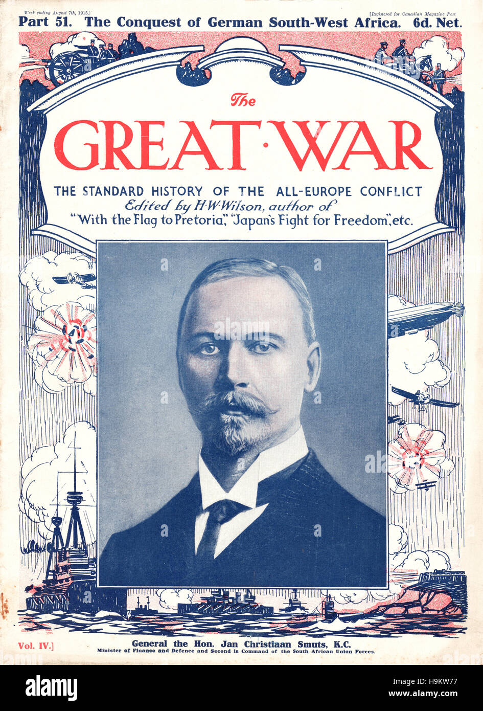1915 La Grande Guerra front page generale Jan Christiaan granello di fuliggine Foto Stock