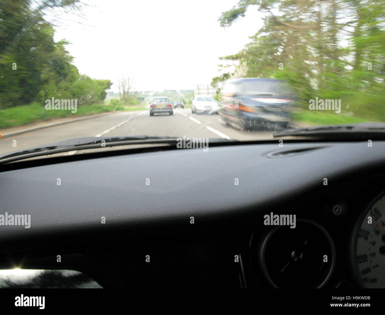 Dash cam vista Foto Stock