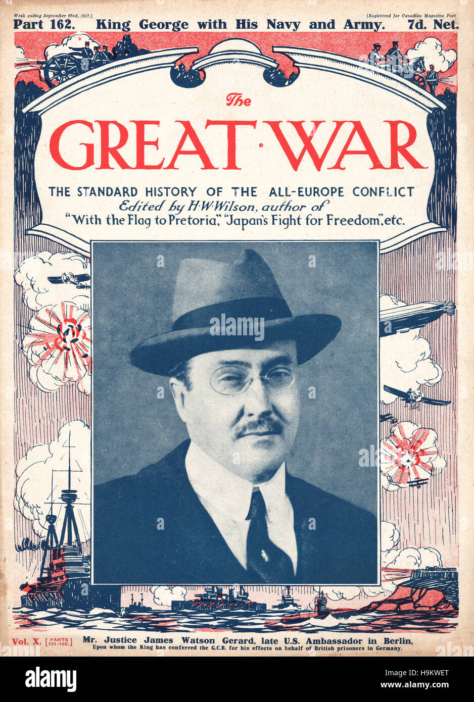 1917 La Grande Guerra front page giustizia James Watson Gerrard, fine ambasciatore statunitense a Berlino Foto Stock