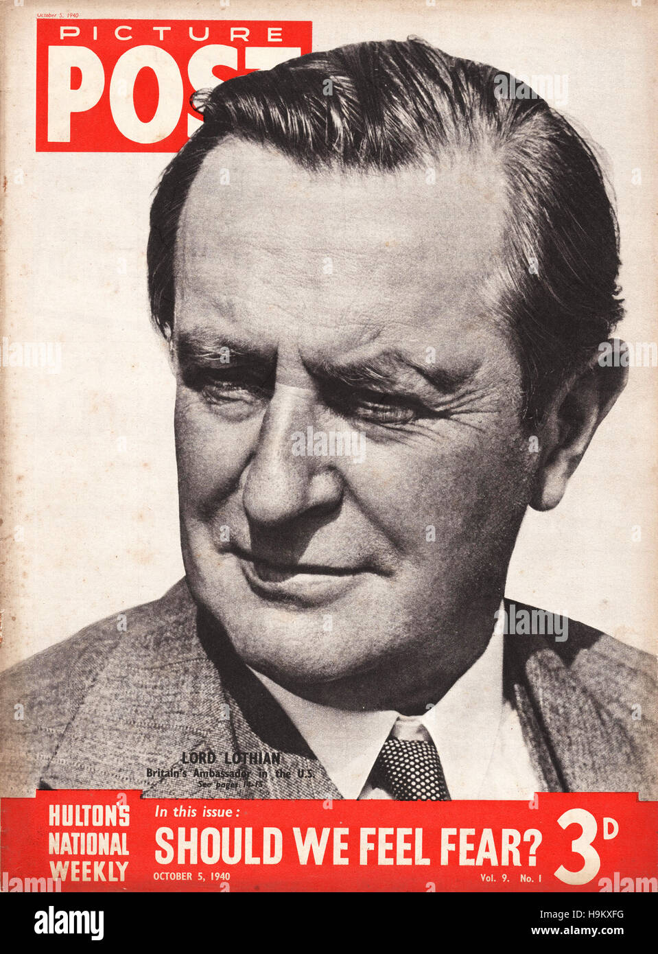 1940 Immagine Post Philip Kerr, undicesimo Marchese di Lothian, ambasciatore britannico per gli Stati Uniti Foto Stock