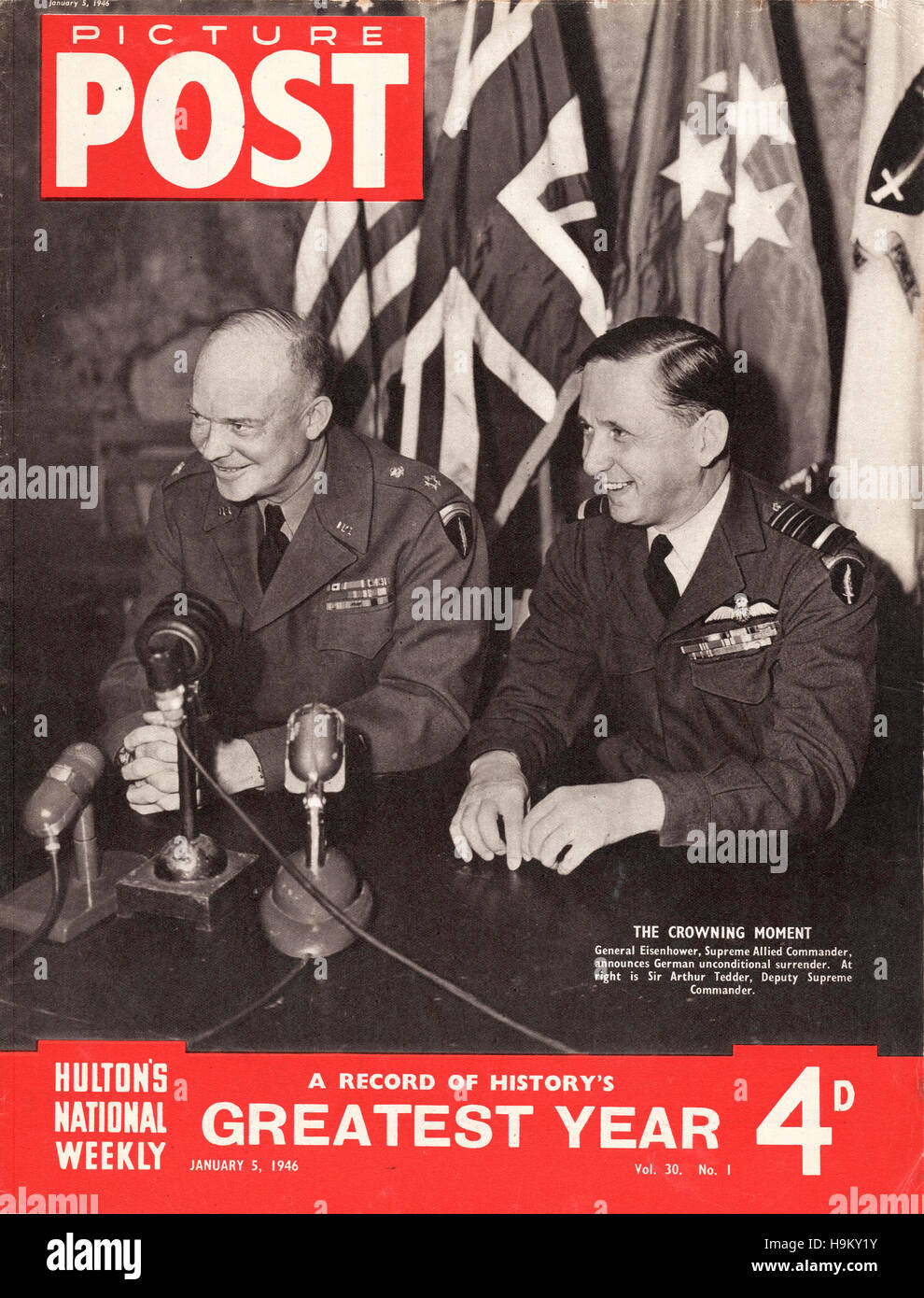 1946 Immagine Post generale Dwight D. Eisenhower e il Comandante supremo alleato Sir Arthur Tedder Foto Stock