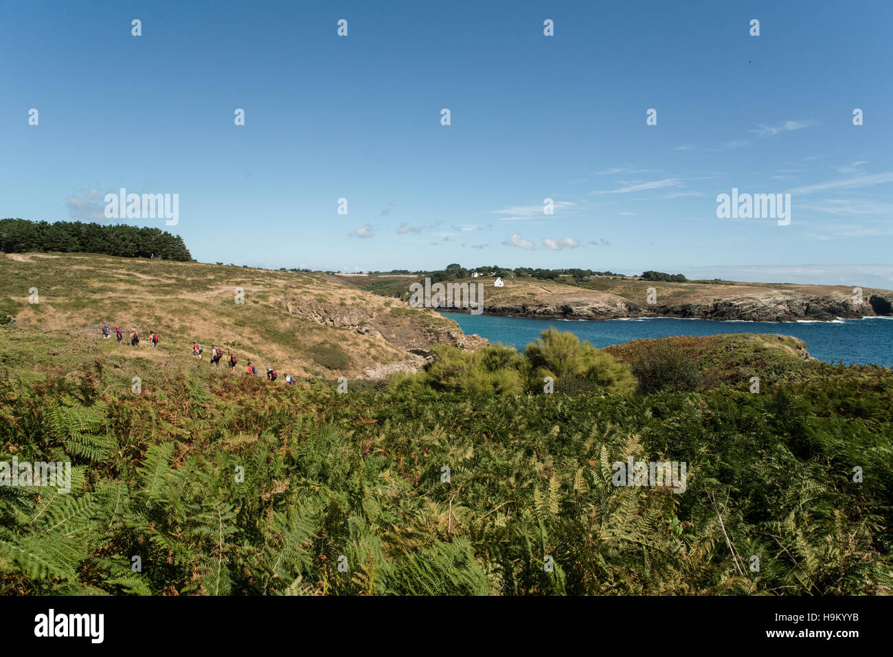 Camminando sul naturale cappotti di Belle-Ile-en-Mer Foto Stock