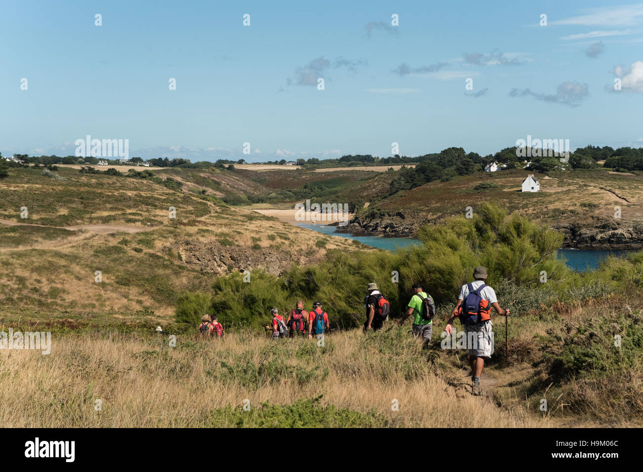 Camminando sul naturale cappotti di Belle-Ile-en-Mer Foto Stock