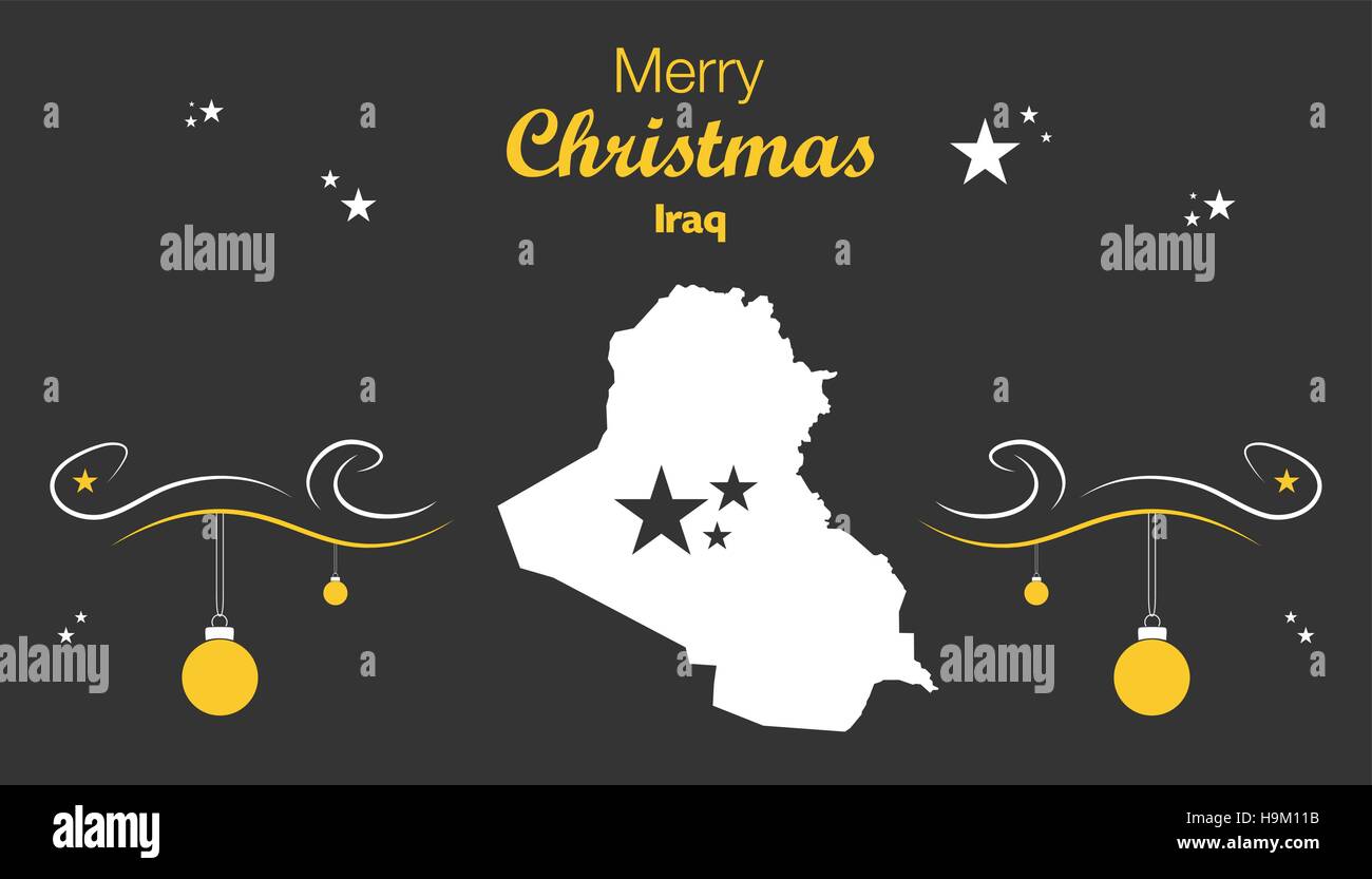 Buon Natale illustrazione con tema mappa di Iraq Illustrazione Vettoriale