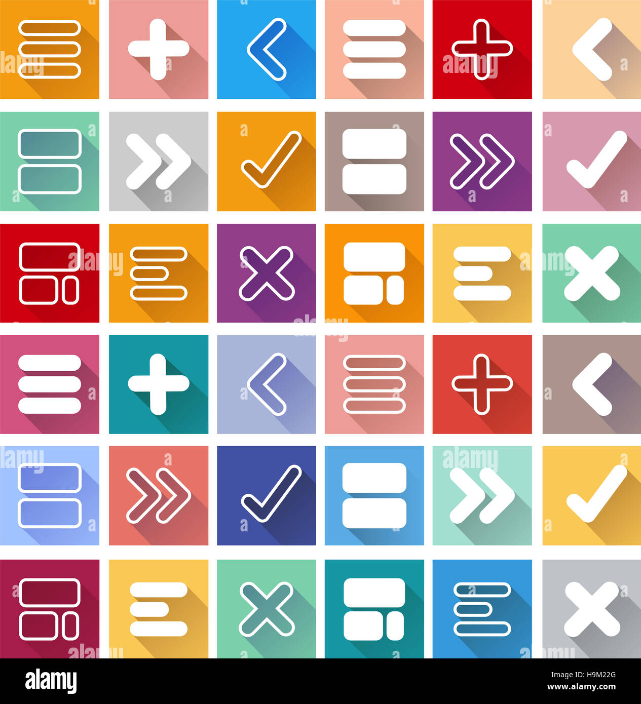 Segno di freccia icona set. Semplice cerchio forma pulsante internet su uno sfondo colorato. In stile contemporaneo moderno. Questa illustrazione web design elementi Foto Stock