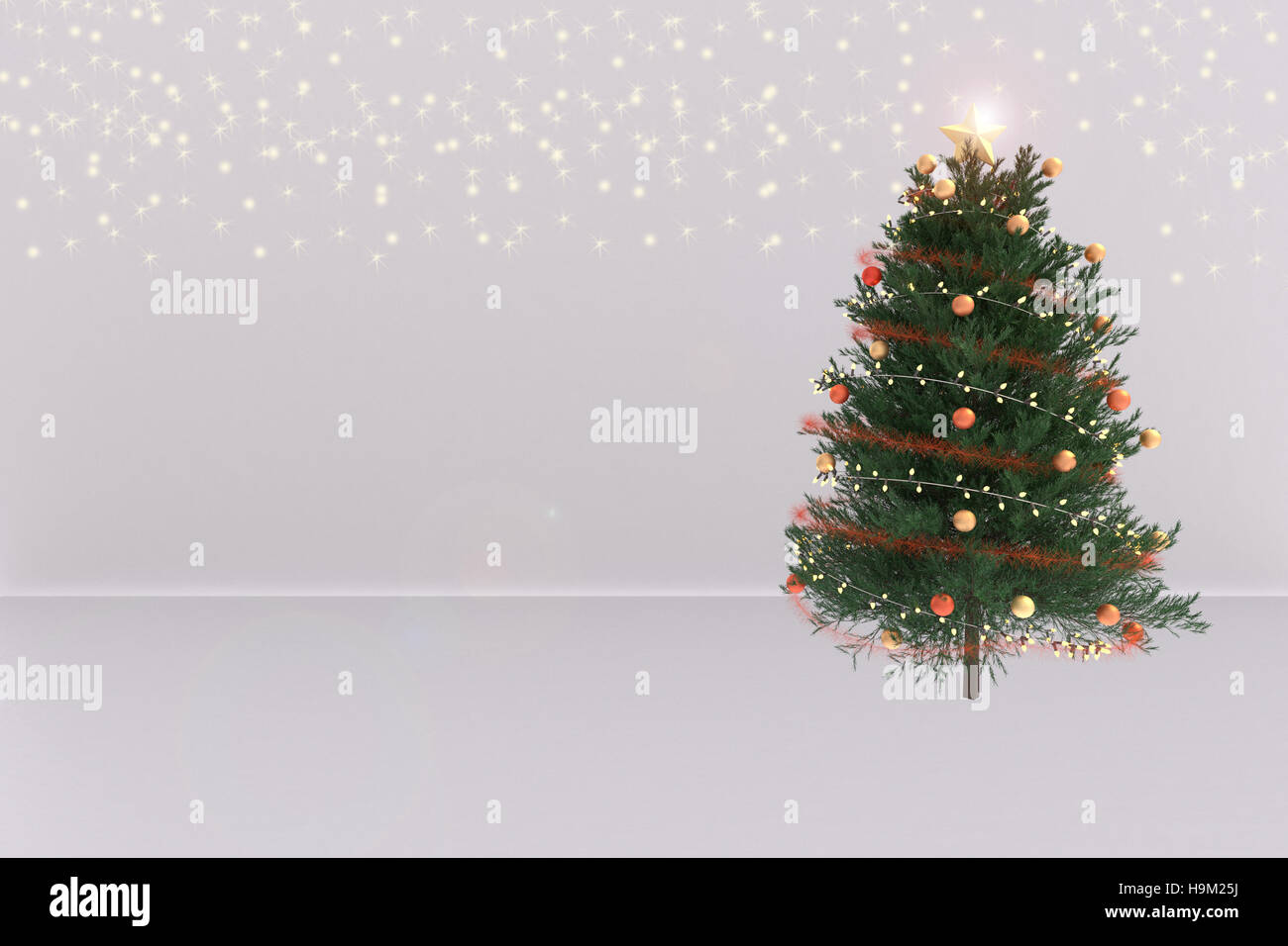 3D rendering di albero di natale in bianco con brillantini magic Foto Stock