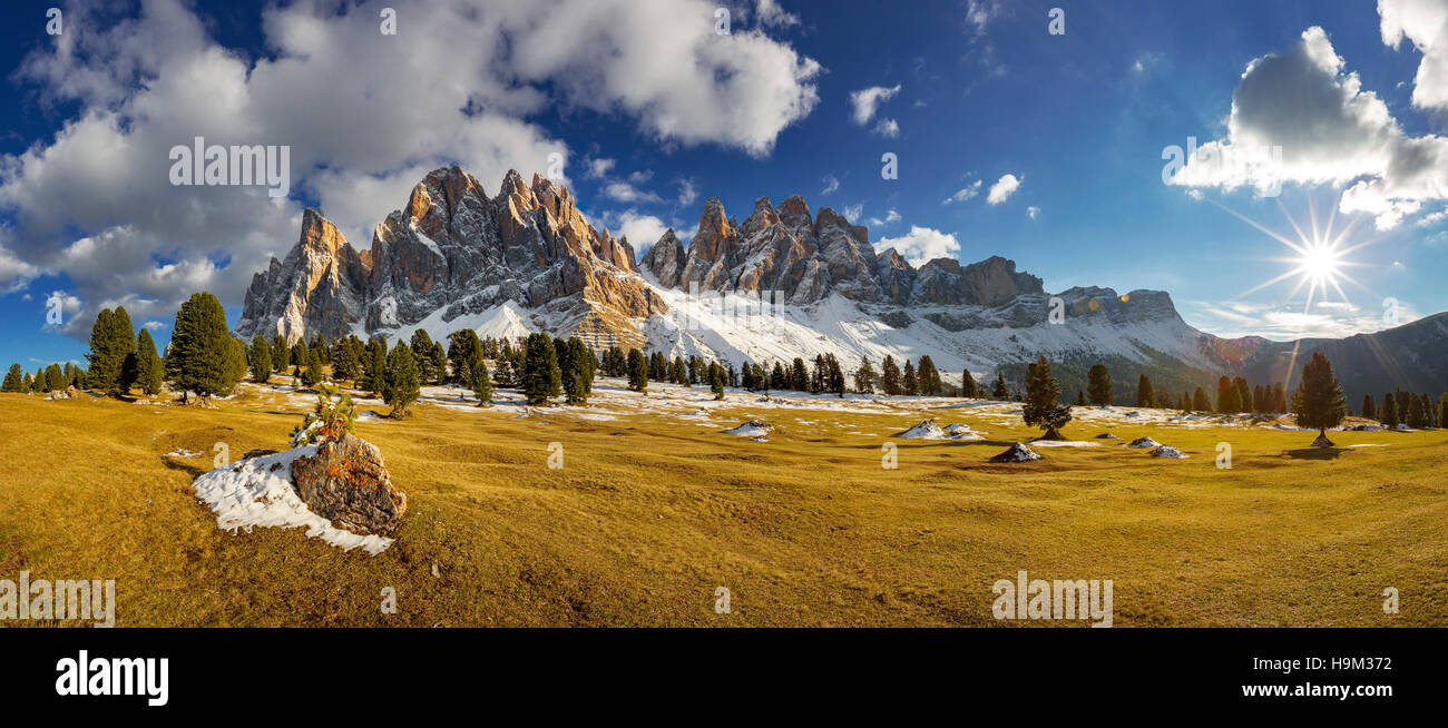 L'Italia, Alto Adige, Odle al tramonto Foto Stock