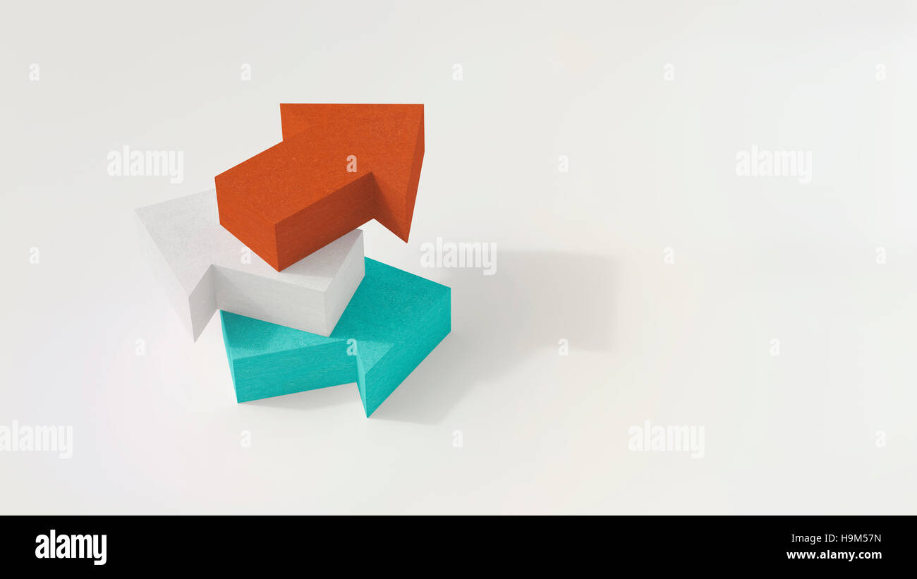 Pila di tre frecce, rendering 3D Foto Stock