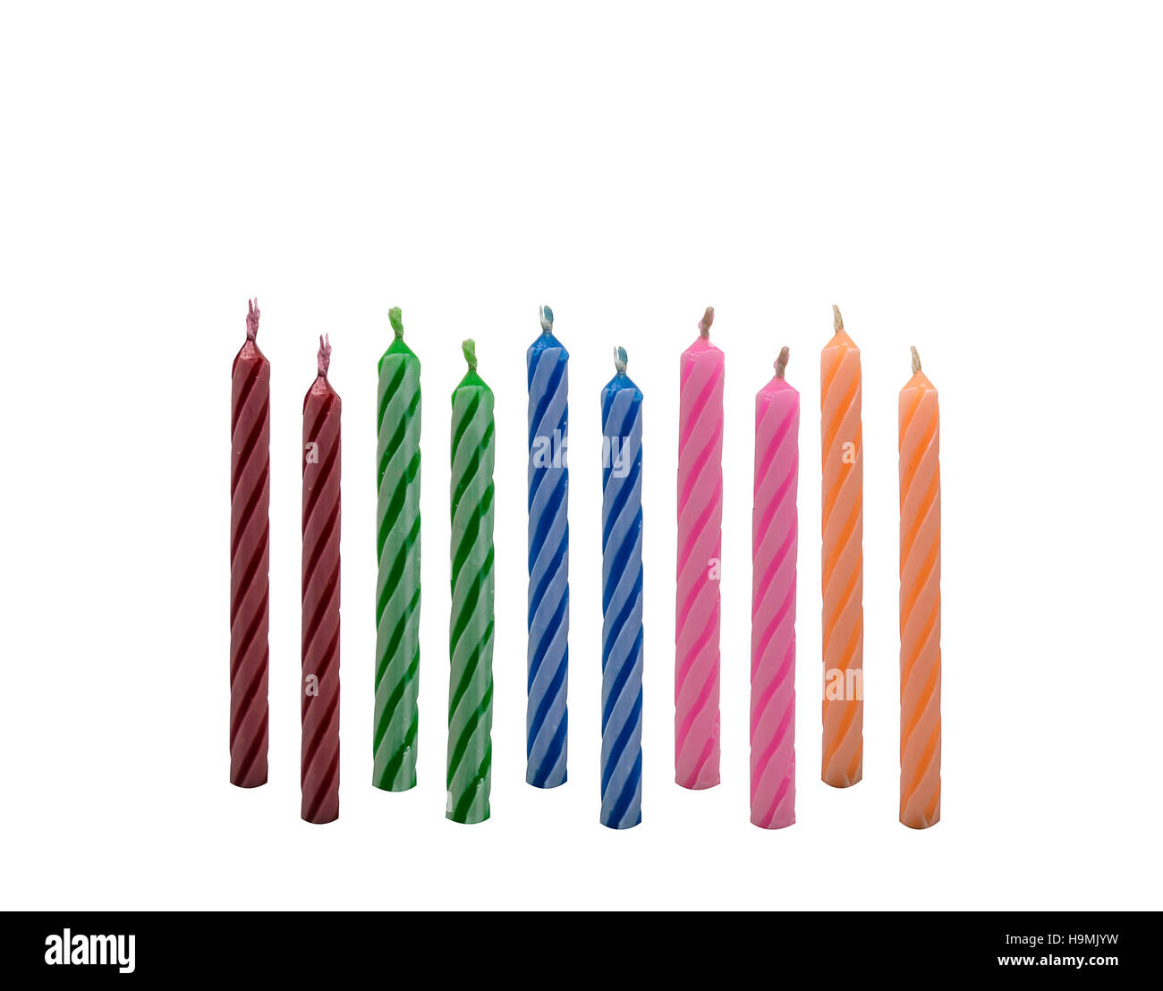 Colore candele isolare su sfondo bianco,set di colore candele di compleanno Foto Stock