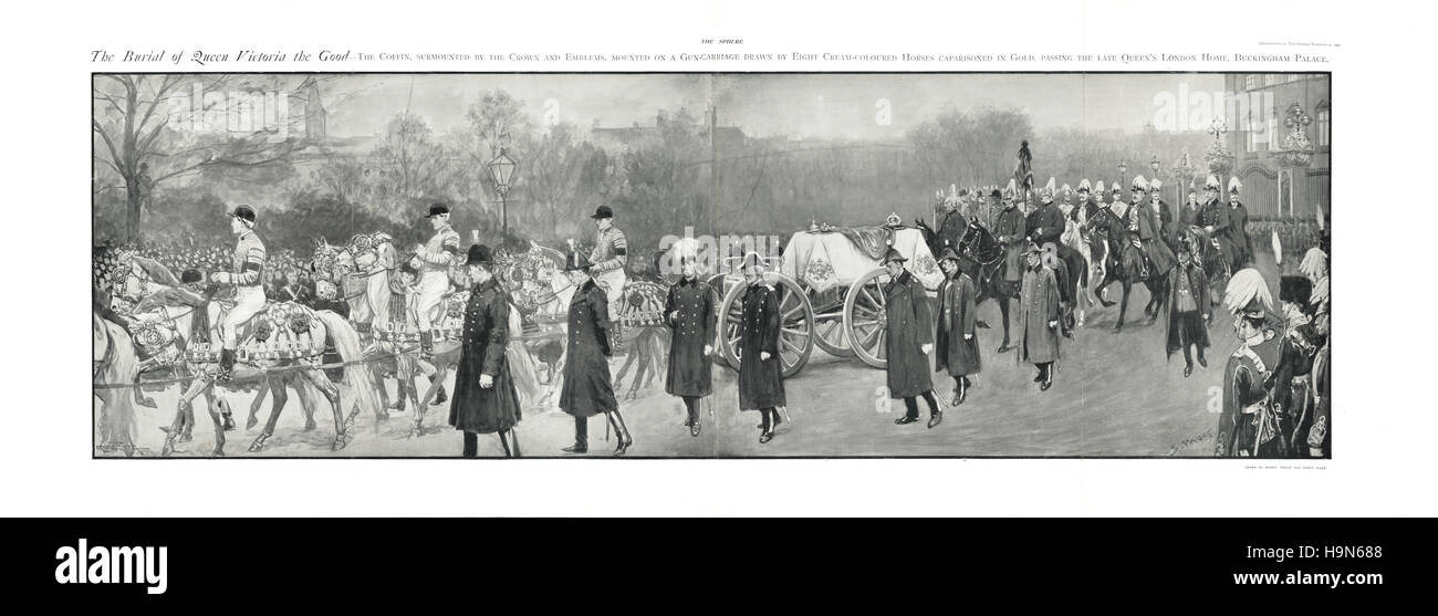 1901 La sfera pagina anteriore del funerale di Queen Victoria Foto Stock
