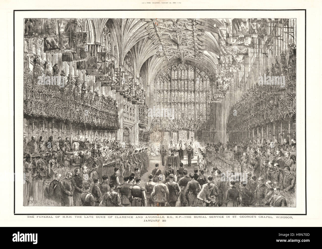 1892 Il grafico dei funerali del Duca di Clarence Foto Stock