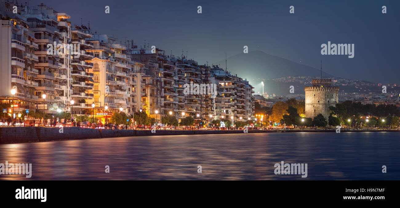 Le ore notturne a Salonicco Foto Stock