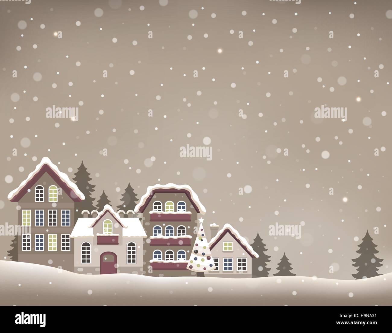 Stilizzata villaggio natale foto tema 1 - eps10 illustrazione vettoriale. Illustrazione Vettoriale
