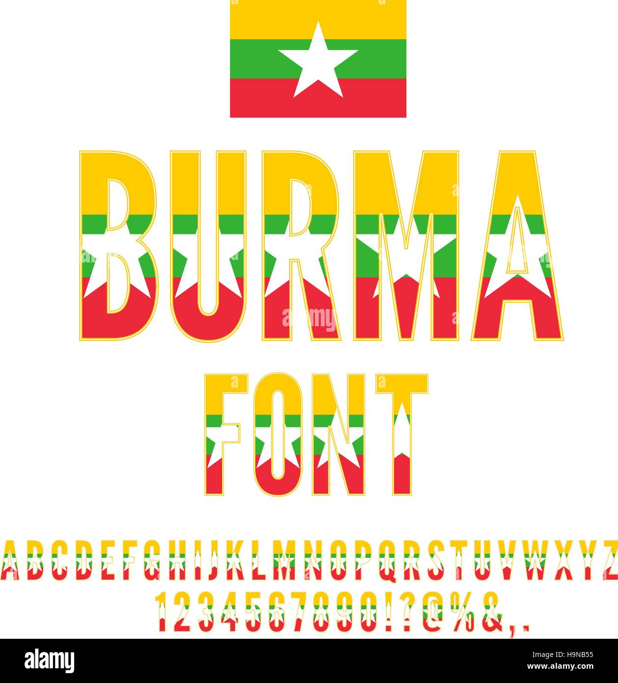 Bandiera nazionale Font Illustrazione Vettoriale