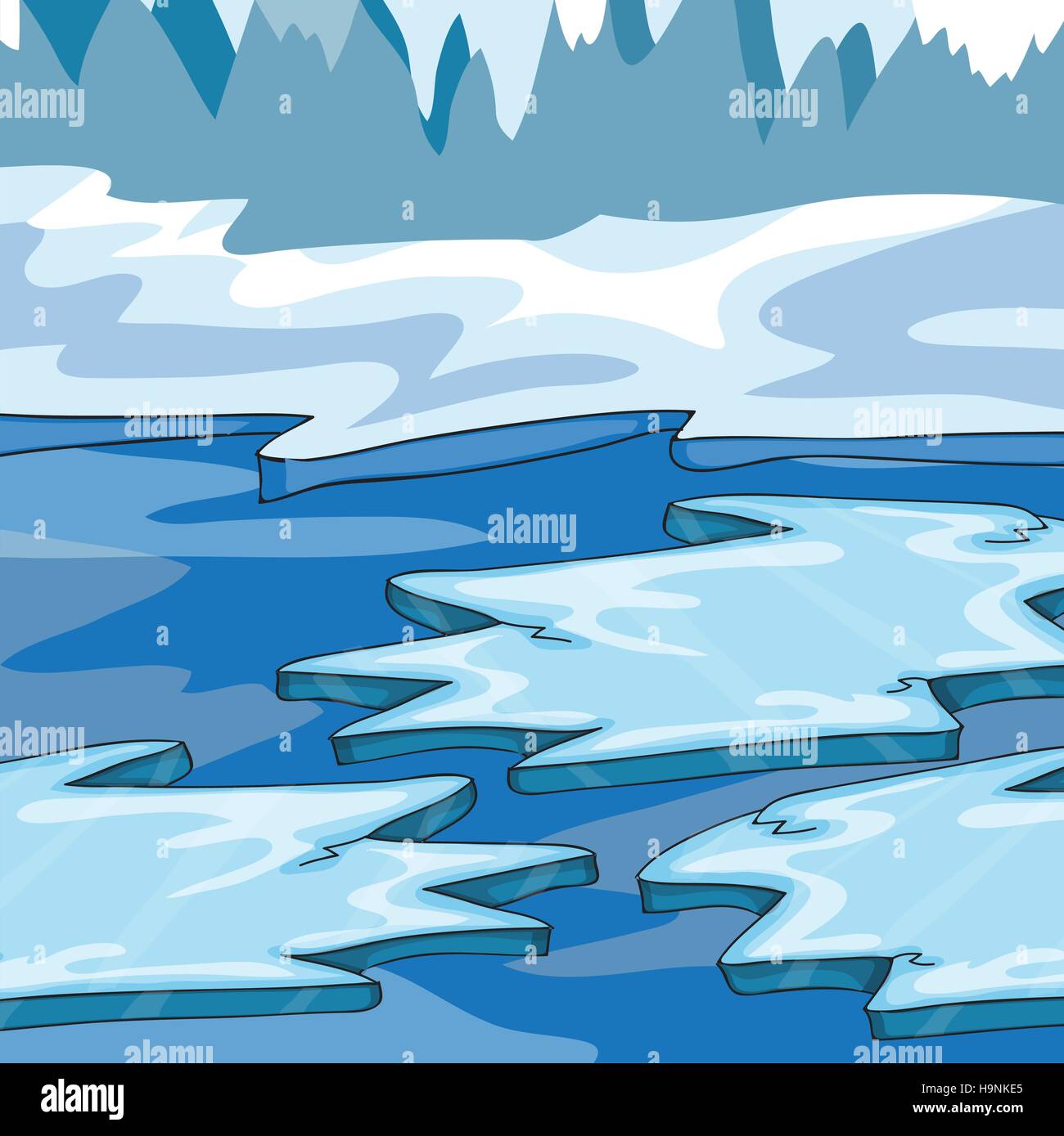 Islanda - Cartoon Illustrazione Vettoriale - ice floes nell'oceano Illustrazione Vettoriale