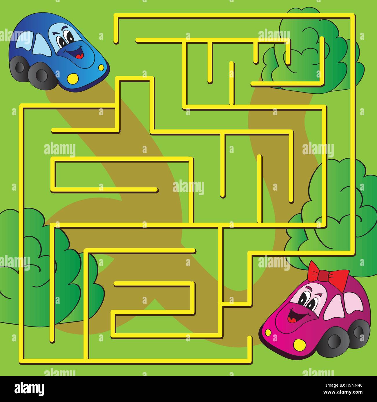 Per bambini - puzzle semplice labirinto - bright illustrazione vettoriale Illustrazione Vettoriale