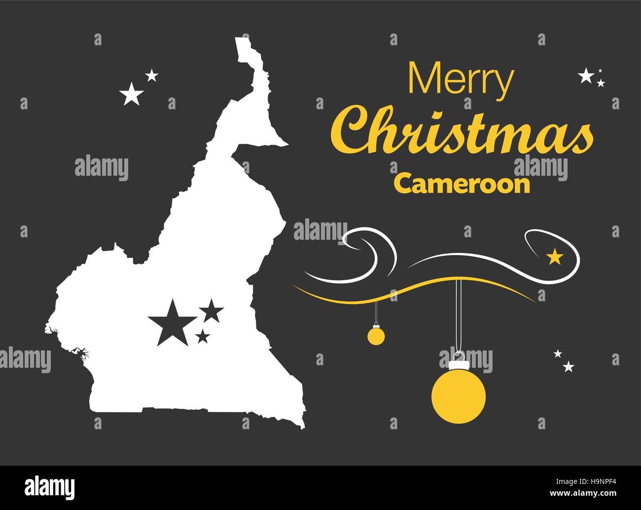 Buon Natale illustrazione con tema mappa del Camerun Illustrazione Vettoriale