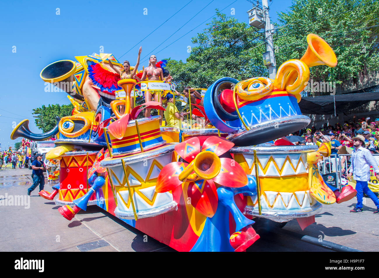 Parata di flottazione in Barranquilla carnevale di Barranquilla Colombia , Barranquilla il carnevale è uno dei più grandi di carnevale in tutto il mondo Foto Stock