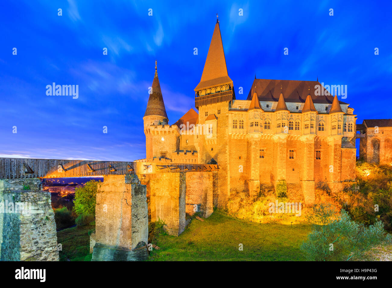 Castello Hunyad - Corvin il castello di Hunedoara, Romania. Foto Stock