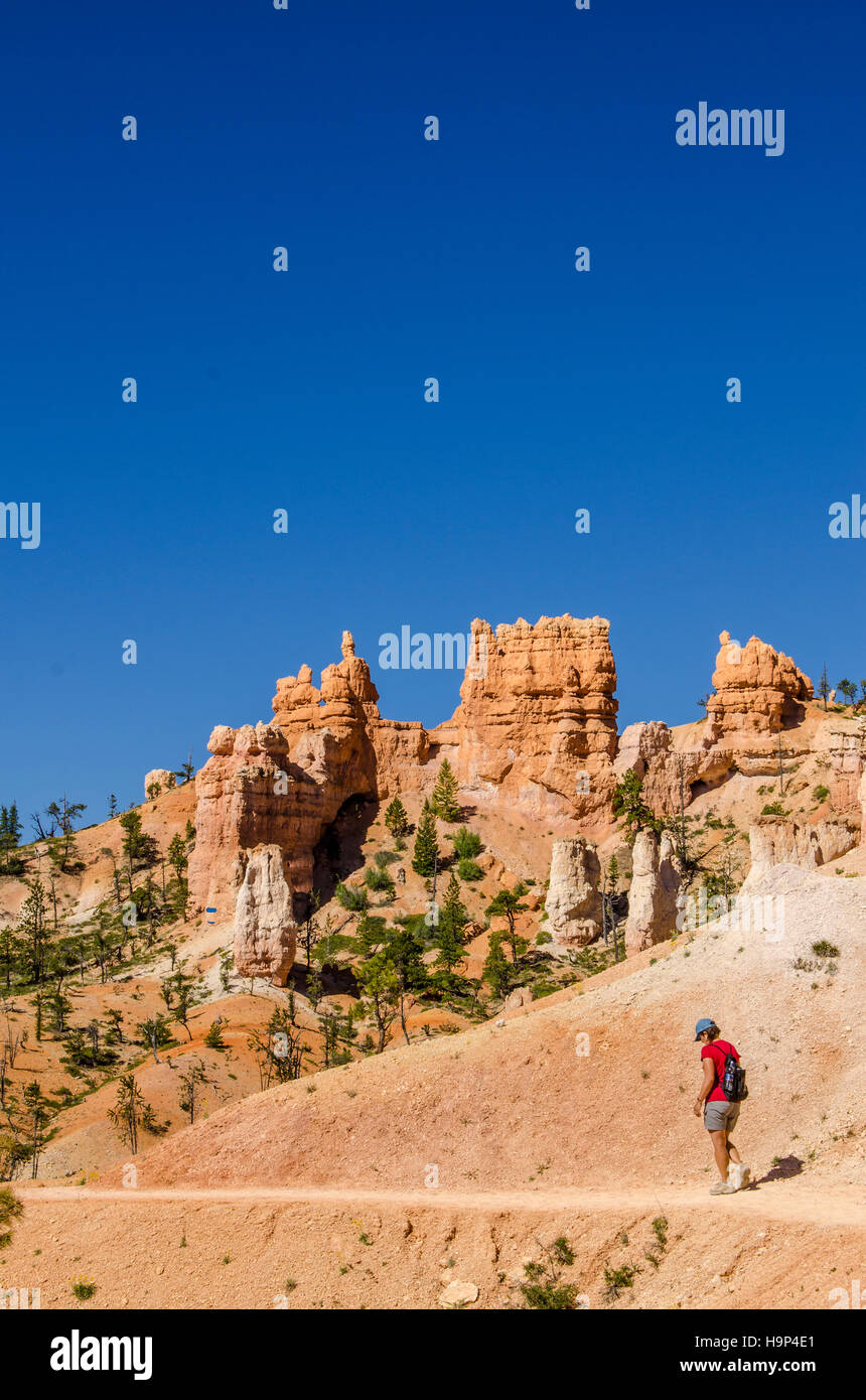 Escursioni nel Parco Nazionale di Bryce Canyon dello Utah, Stati Uniti d'America. (MR) Foto Stock