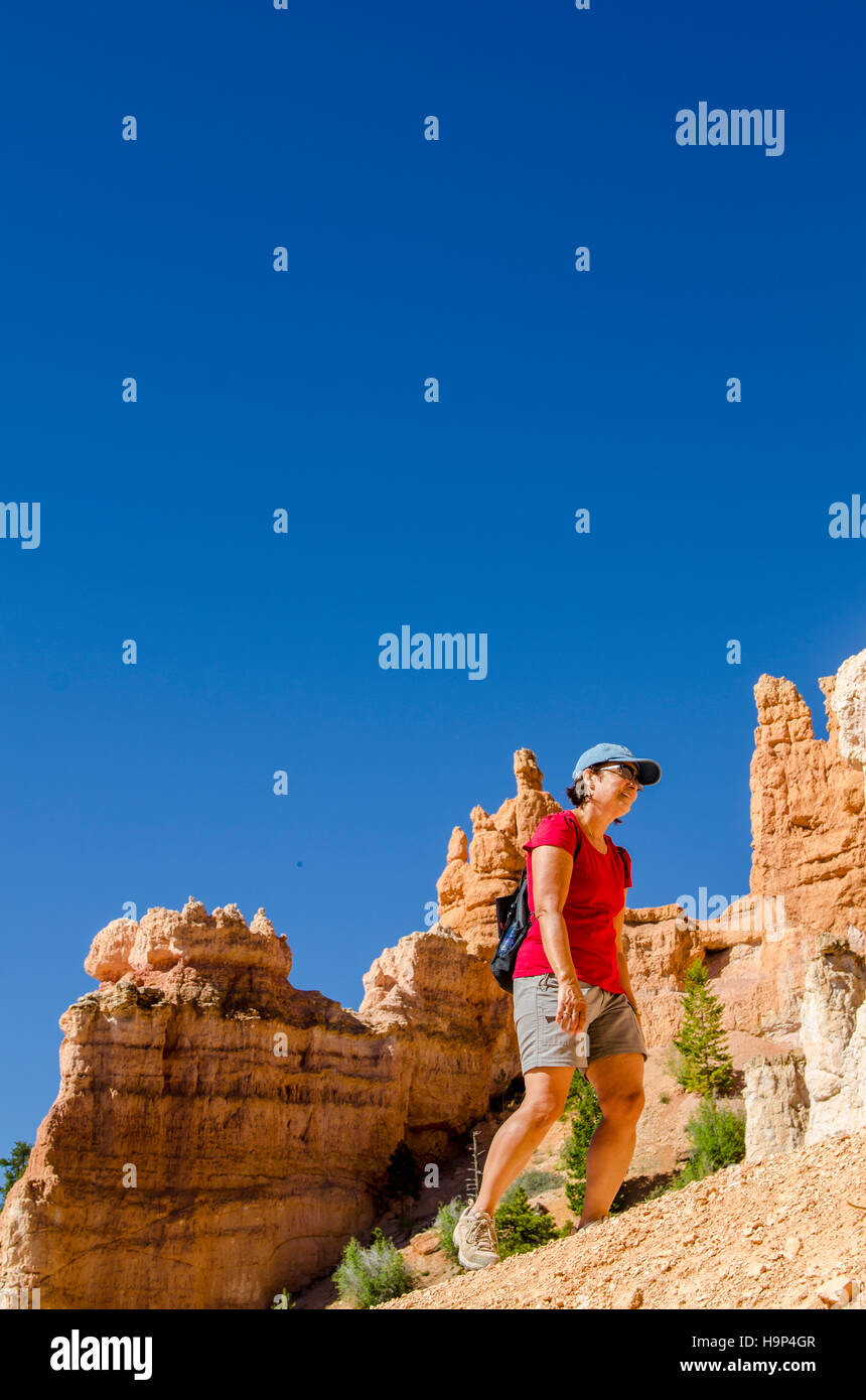 Escursioni nel Parco Nazionale di Bryce Canyon dello Utah, Stati Uniti d'America. (MR) Foto Stock