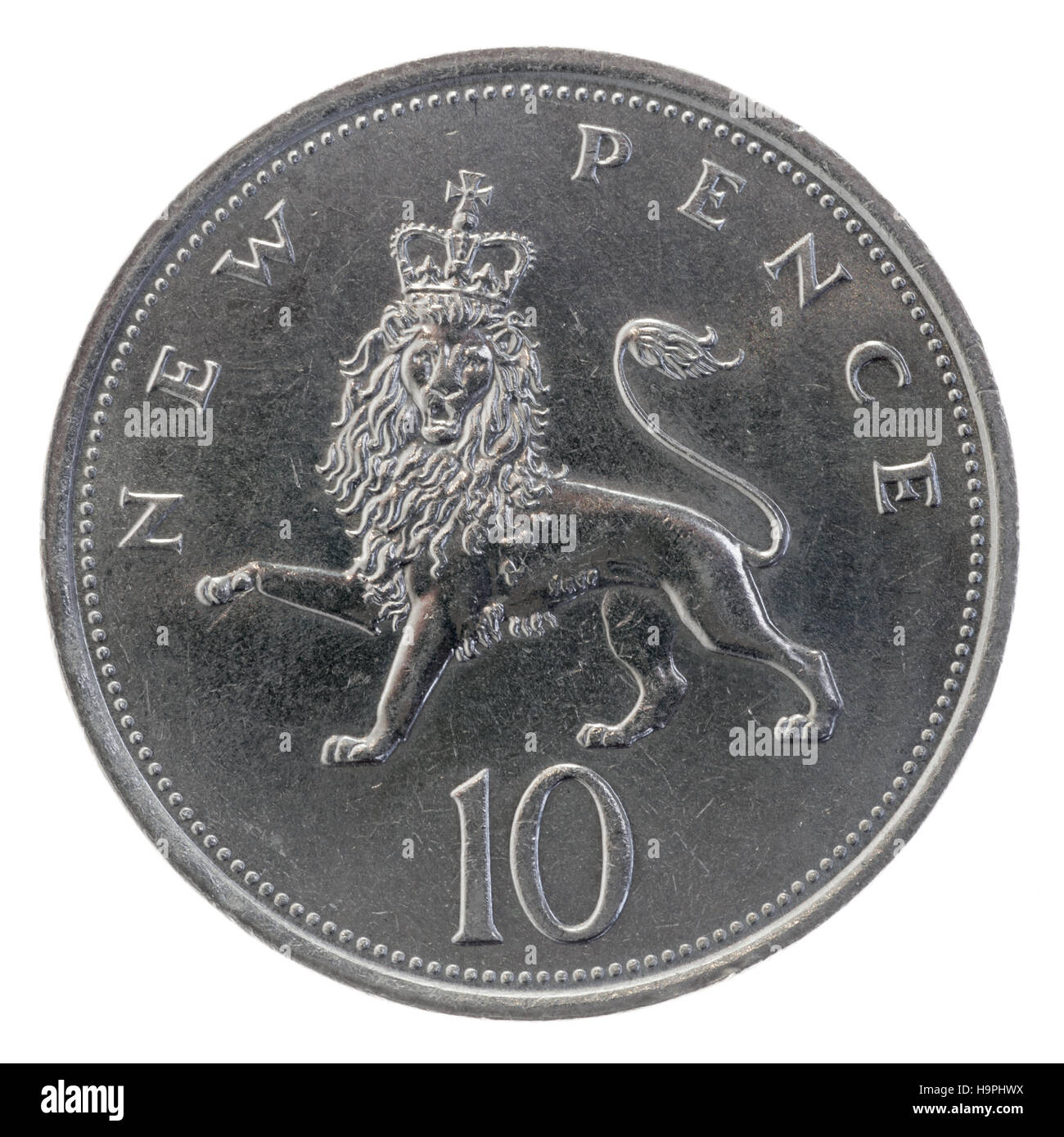 1981 British coin, anziani maggiore 10 pence pezzo Foto Stock