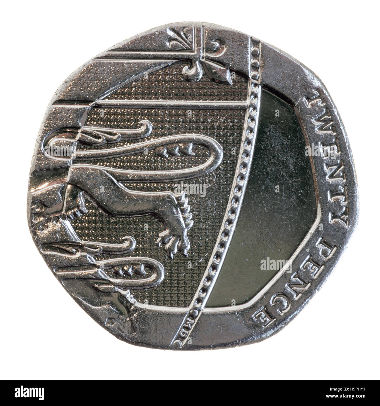 2008 Nuovo design per il British monete 20 pence pezzo Foto Stock