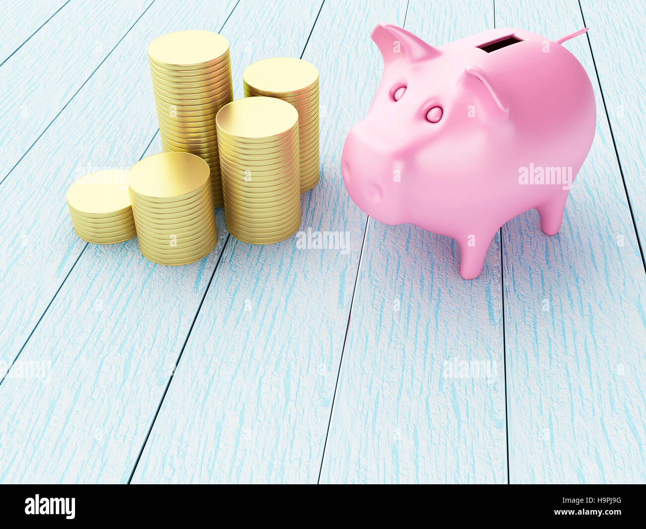 3D renderer immagine. Salvadanaio con denaro. Affari finanziari e concetto. Foto Stock