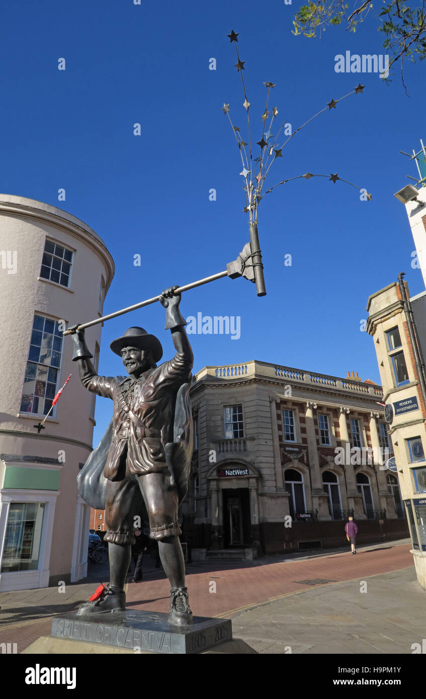 Bridgwater, Somerset, SW Inghilterra - Guy Fawkes statua Foto Stock