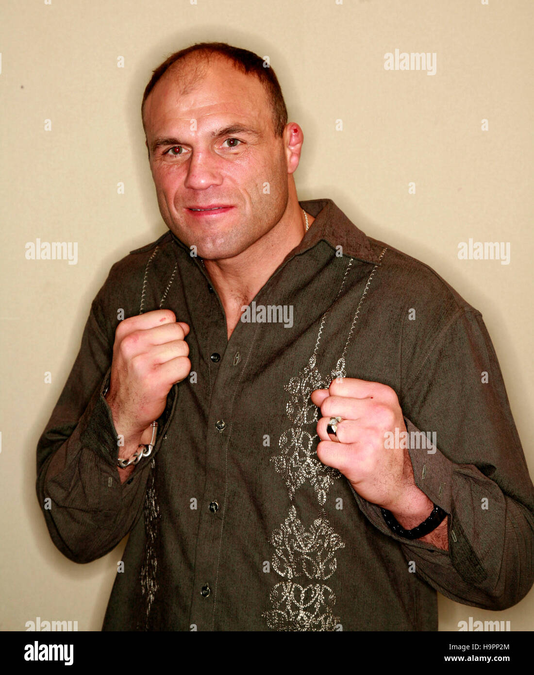 Randy Couture a una lotta post-conferenza stampa presso la Ultimate Fighting Championship campione UFC 67 al Mandalay Bay Hotel di Las Vegas il 3 febbraio, 2007. Photo credit: Francesco Specker Foto Stock