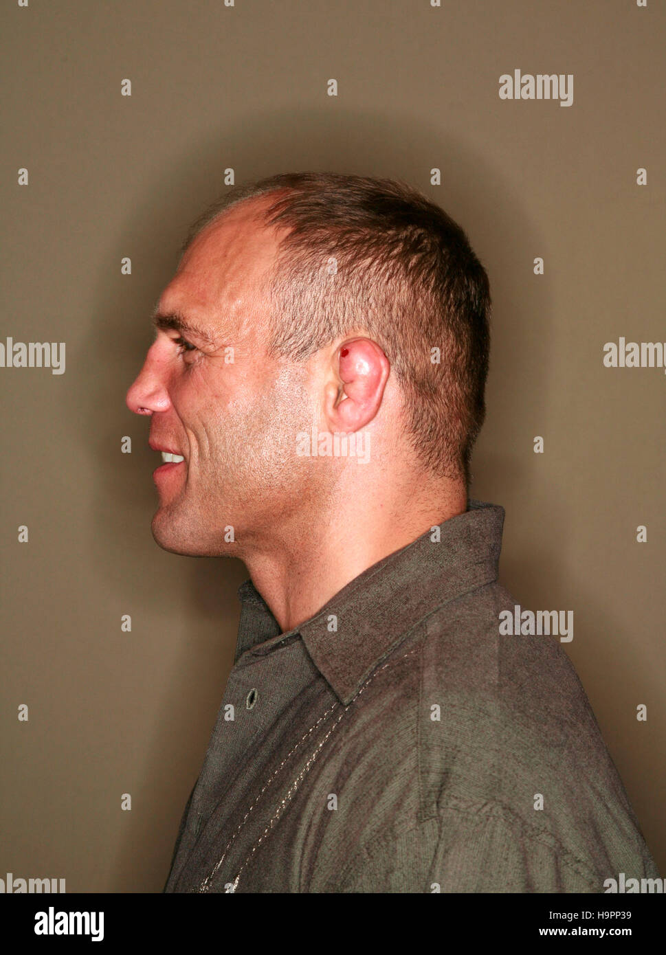 Randy Couture a una lotta post-conferenza stampa presso la Ultimate Fighting Championship campione UFC 67 al Mandalay Bay Hotel di Las Vegas il 3 febbraio, 2007. Photo credit: Francesco Specker Foto Stock