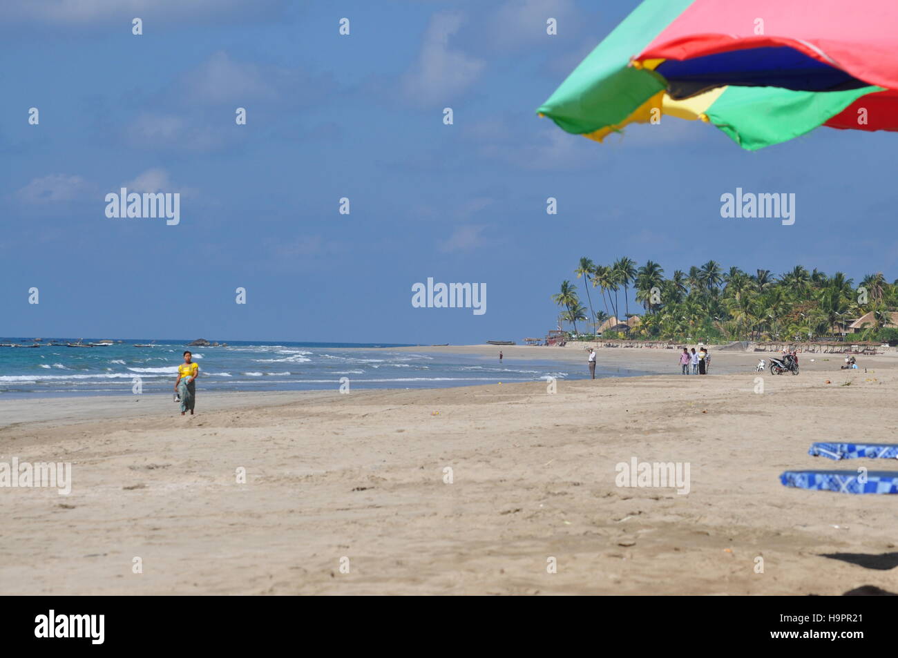 Fantastico Ngwesaung spiaggia, Golfo del Bengala, Myanmar Foto Stock