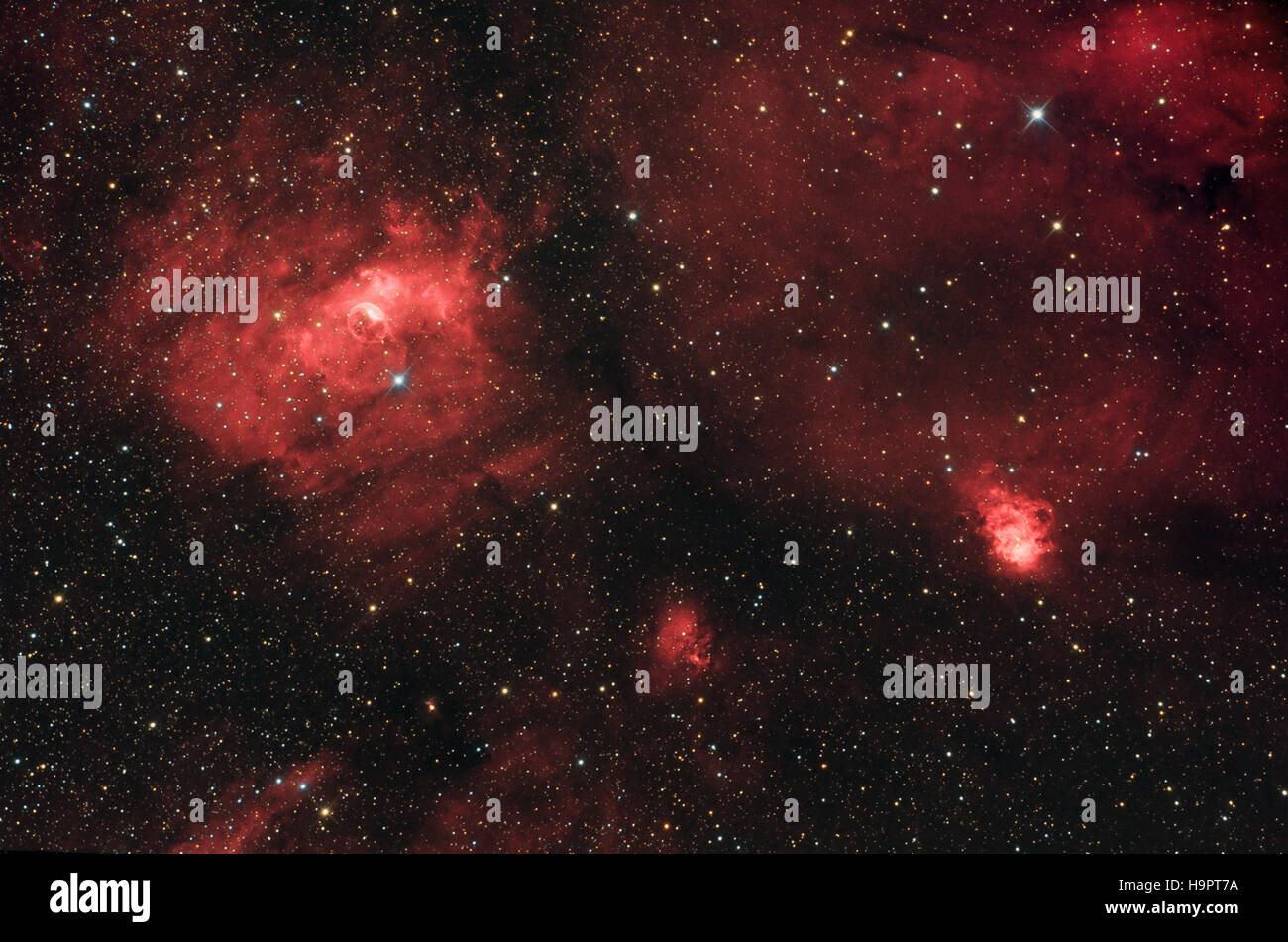 Deep space: Bubble Nebula (NGC 7635) in costellazione Cassiopeia Foto Stock