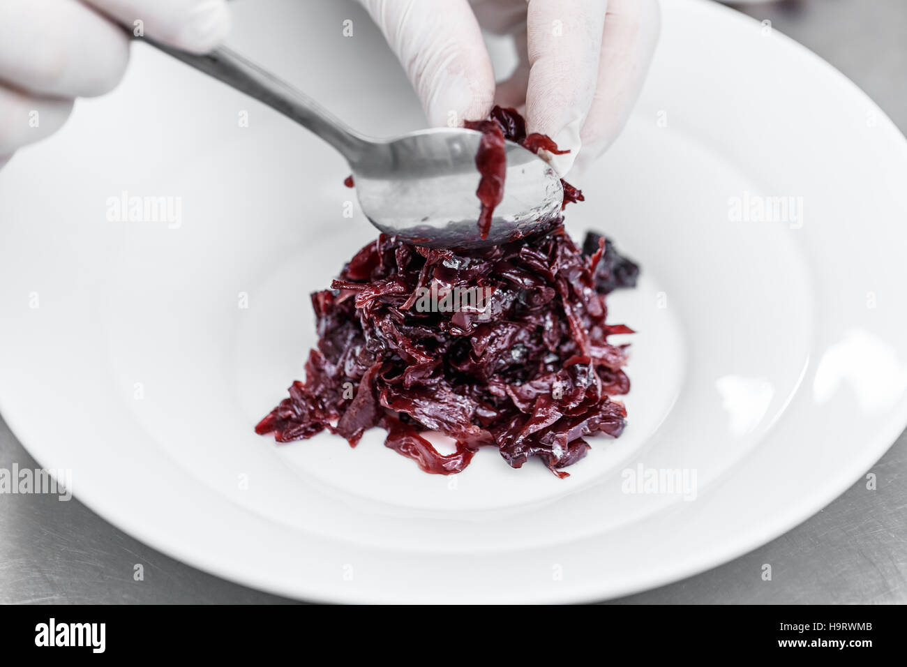 Brasato di cavolo rosso Foto Stock