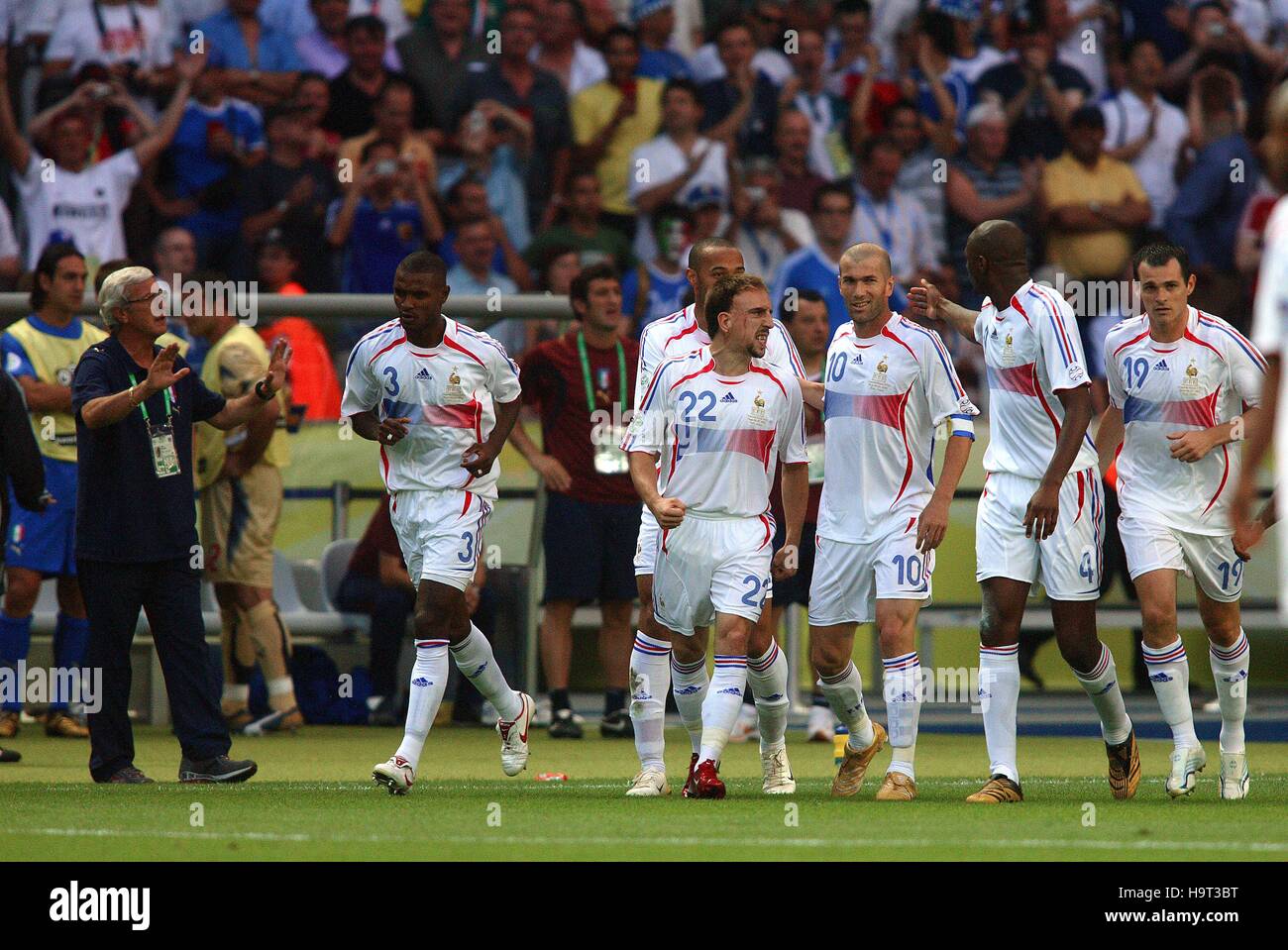 F Ribéry Zidane Z & P VIEIRA ITALIA V Francia lo stadio olimpico di Berlino Germania 09 Luglio 2006 Foto Stock