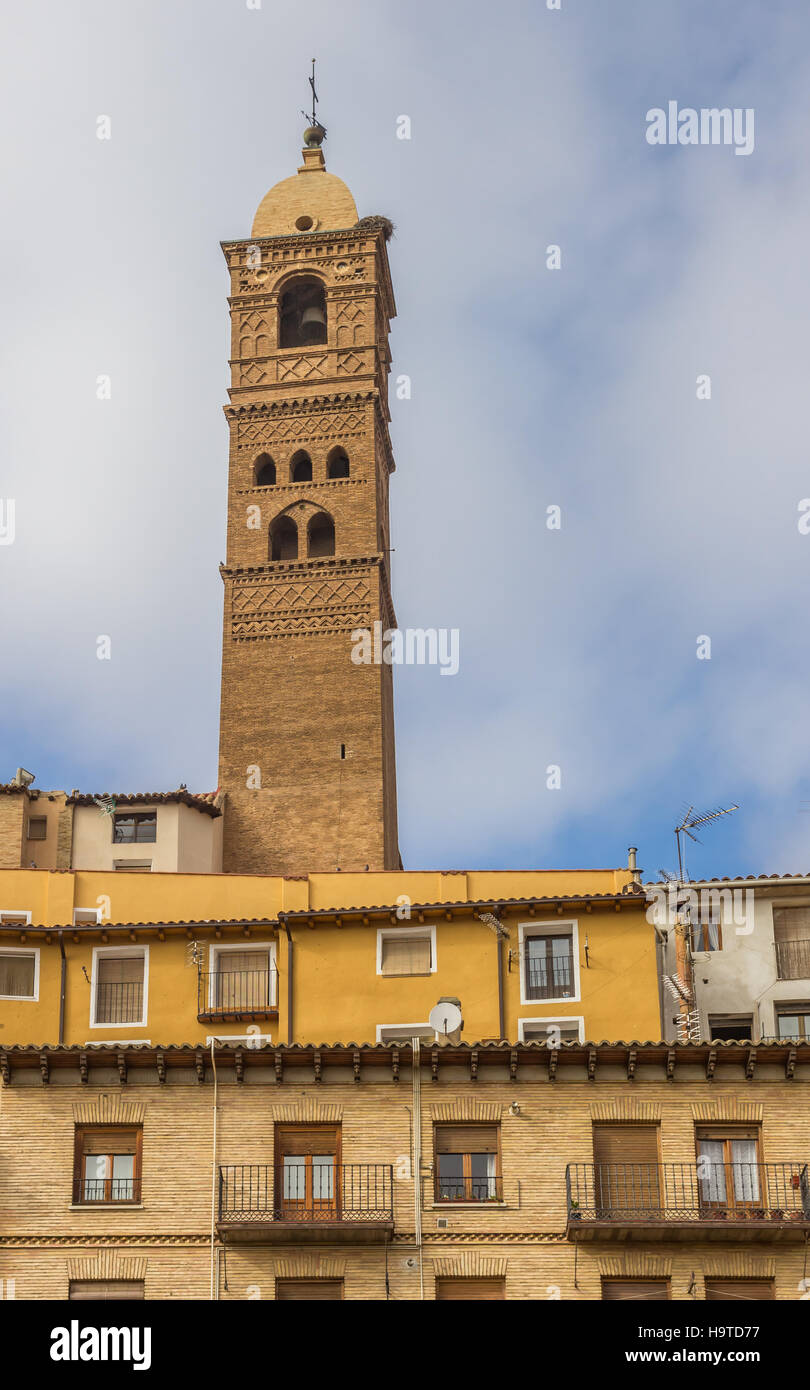 La torre della chiesa di santa Maria Maddalena in Tarazona, Spagna Foto Stock