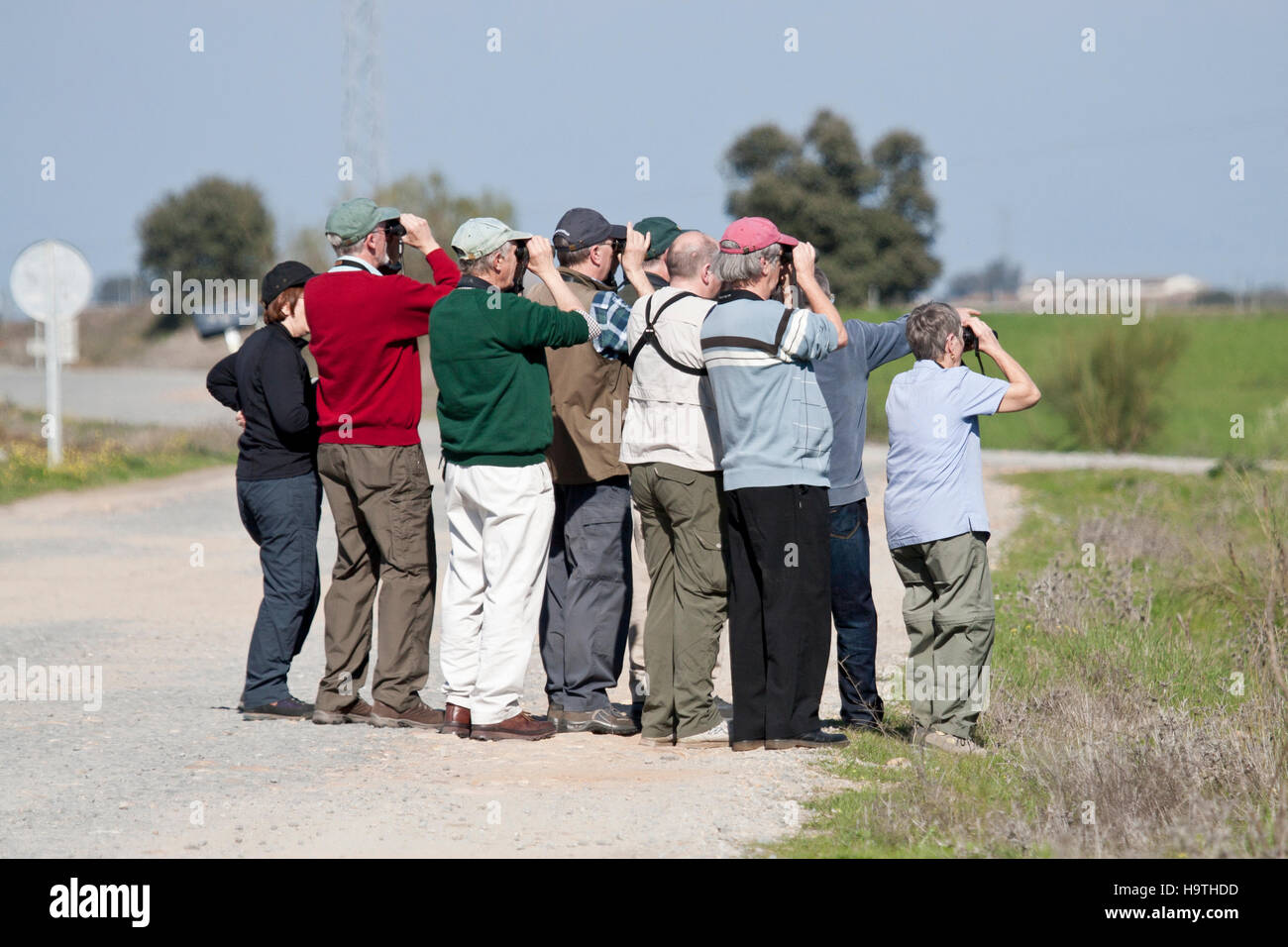 Gli amanti del birdwatching in Spagna Foto Stock