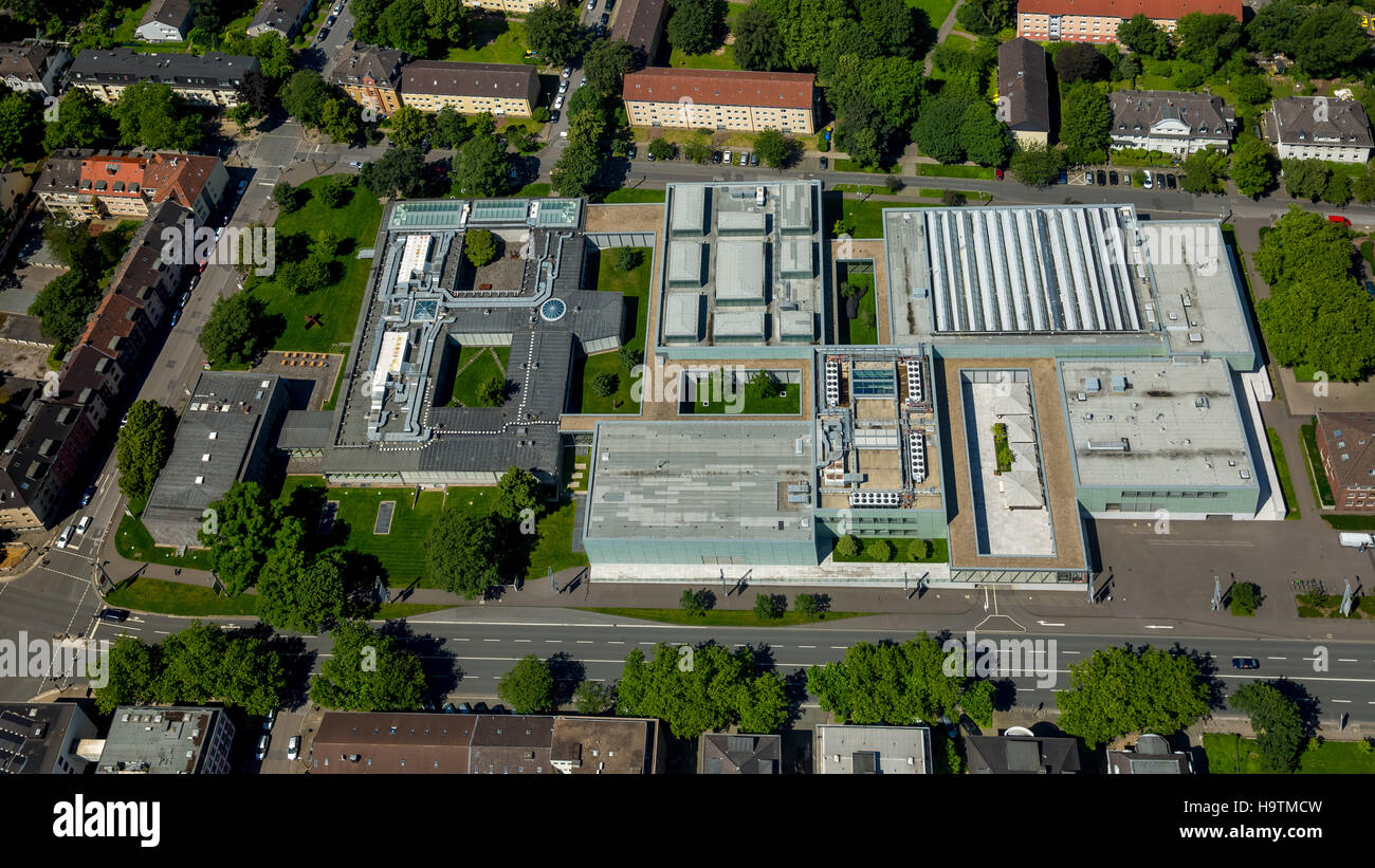 Vista aerea, il museo Folkwang e Studi Culturali Istituto KWI, Essen, distretto della Ruhr, Nord Reno-Westfalia, Germania Foto Stock