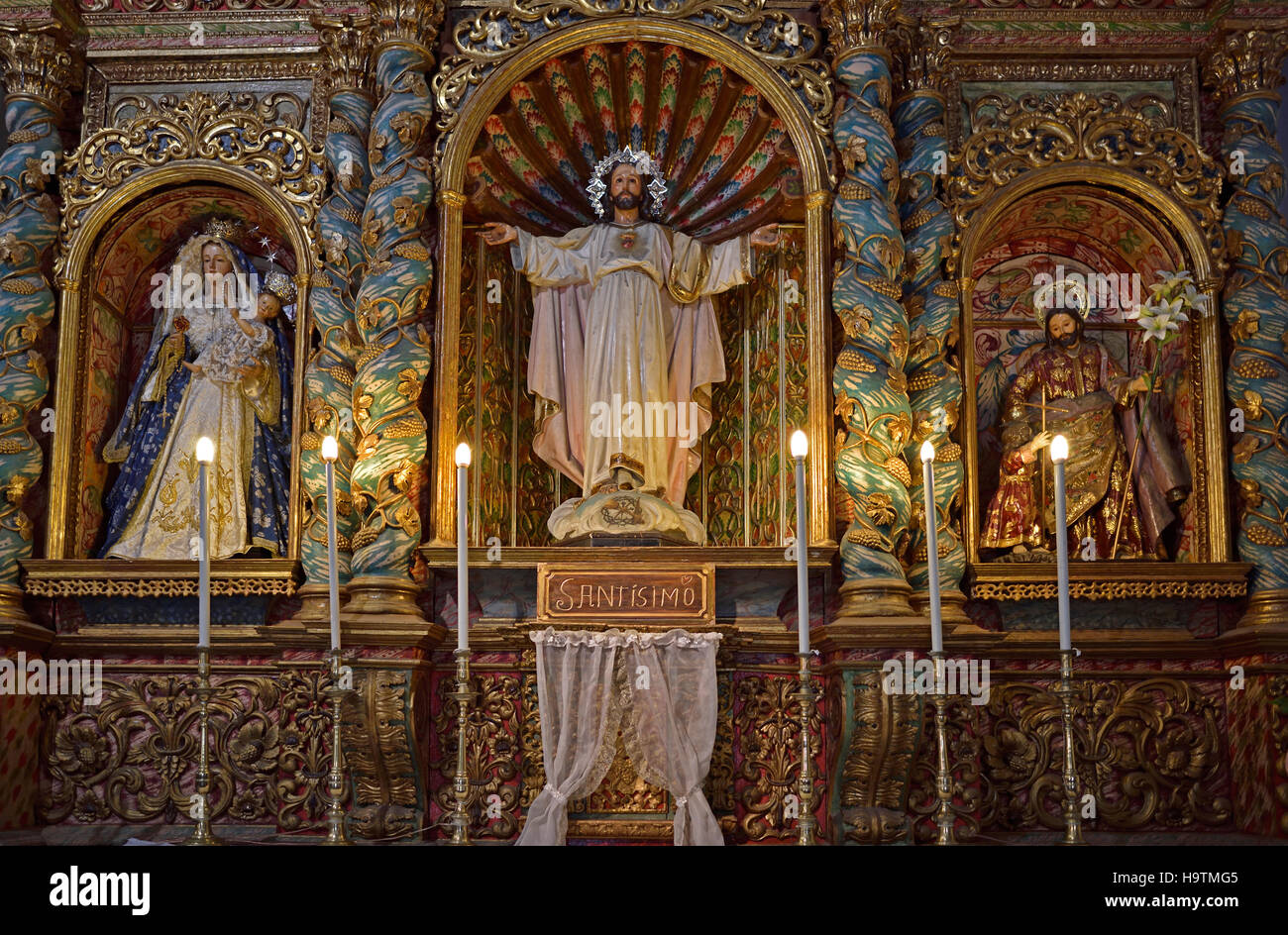 Il Sacro Cuore di Gesù, altare dei marinai, Chiesa di Nuestra Senora de la Peña de Francia, Puerto de la Cruz Tenerife Foto Stock